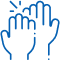 Multiple hands reaching upward together in unity and support gesture.