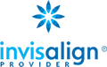 Invisalign logo with blue starburst design and provider text below it